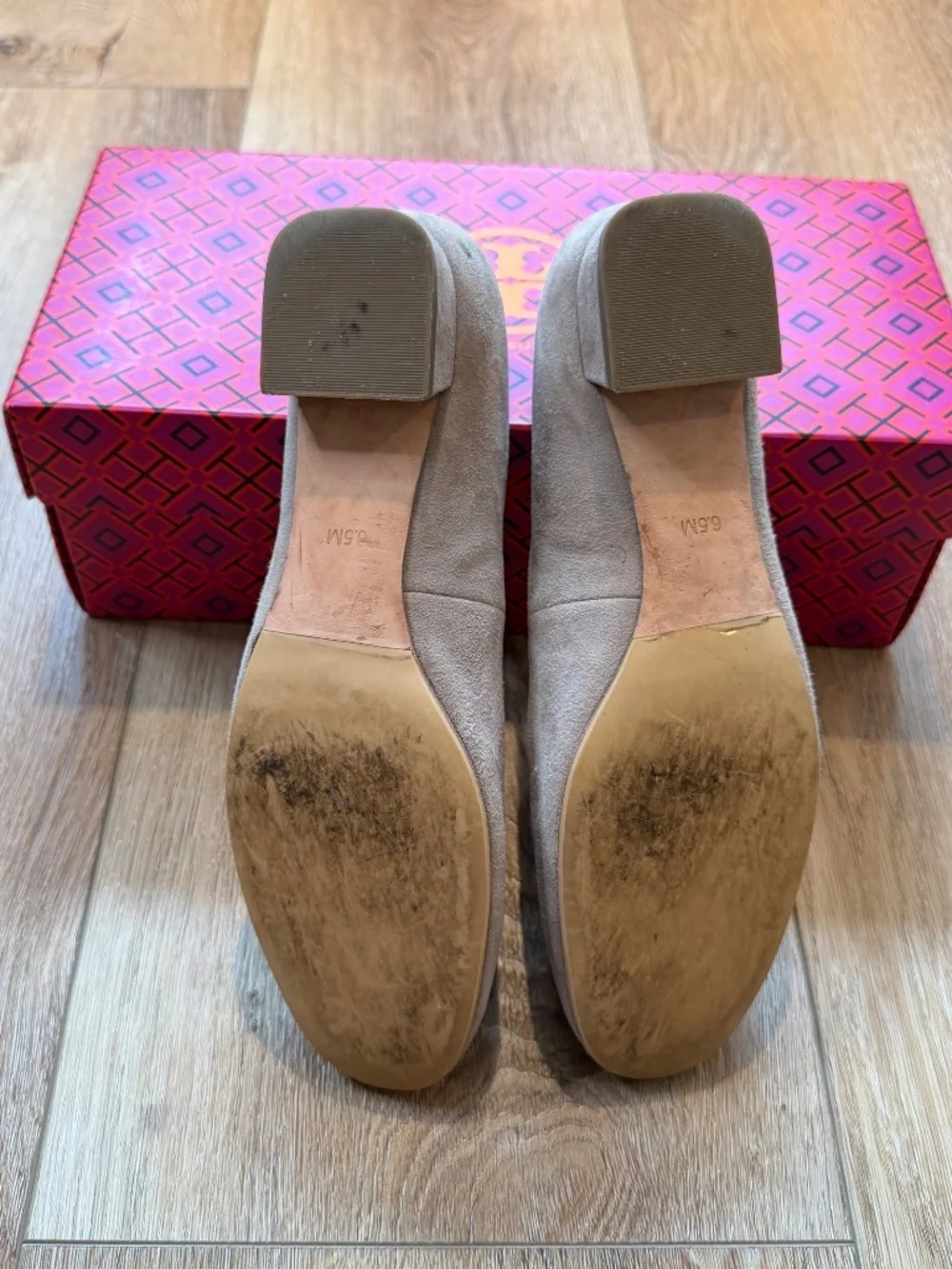 Tory Burch Gigi French Gray Suede Block Heel Pumps 6.5, In Original Box